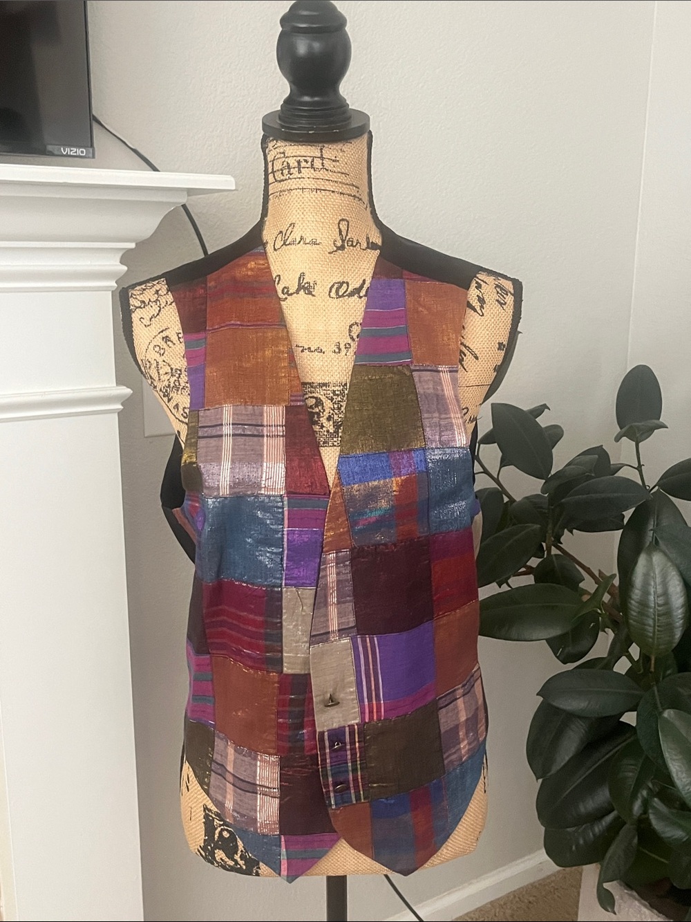 The Limited Black Vest with Multicolor Patchwork Front